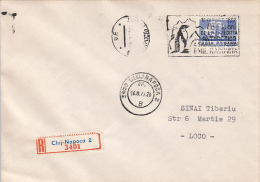 EMIL RACOVITA POLAR EXPEDITION ANNIVERSARY, PENGUIN, SPECIAL POSTMARK, SHIP STAMP ON REGISTERED COVER, 1977, ROMANIA - Expéditions Antarctiques