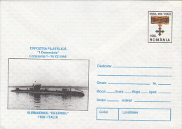 SUBMARINE, DOLPHIN, COVER STATIONERY, ENTIER POSTAL, 1996, ROMANIA - Sottomarini