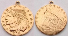 PENDENTIF DORE INDIEN AIGLE ETOILE ETOILES DOLLAR - Pendentifs