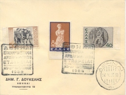 Greece 1938 Special Cancel Centenary Of The Archaeological Society Of Athens On 40 L. + 50 L. + 80 L. - Archeologia