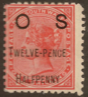NSW 1891 12 1/2d On 1/- Official SG O57 HM #QO232 - Ungebraucht