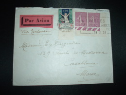 LETTRE TP SEMEUSE 75c X2 CD 28 3 28 + VIGNETTE CONTRE LA TUBERCULOSE 1928-1929 OBL.MEC.22 XII 1928 LIMOGES GARE (87) - Brieven En Documenten