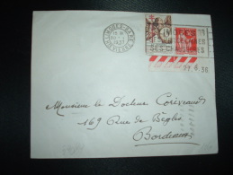 LETTRE TP PAIX 50c CD 27 6 36 OBL.MEC.30 I 1937 LIMOGES GARE (87) VIGNETTE CONTRE LA TUBERCULOSE 1936 - Lettere