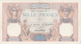 - BILLETS -  1000 F - CERES ET MERCURE -  N°  . X 634 . 365  - 24 OCTOBRE 1927 - A - - 1 000 F 1927-1940 ''Cérès Et Mercure''