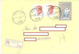 BELGIUM - LETTRE RECOMMANDE  - 1989 -  OBLIT. POST 7 C POSTE MILITAIRE EN ALLEMAGNE CP 4090 WEIDEN  - Lot JJ12979 - Storia Postale