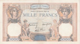 - BILLETS -  1000 F - CERES ET MERCURE -  N°  . Y . 4485 . 444 . 20 OCTOBRE 1938 Q J . - 1 000 F 1927-1940 ''Cérès E Mercure''