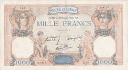 - BILLETS -  1000 F - CERES ET MERCURE -  N° A . 4177 . 610 . 20 OCTOBRE 1938 - CN - - 1 000 F 1927-1940 ''Cérès Et Mercure''