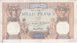 - BILLETS -  1000 F - CERES ET MERCURE -  N° H 223 . 970 .  10 MAI 1927 . A . - 1 000 F 1927-1940 ''Cérès Et Mercure''