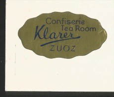 ZUOZ GR Maloja Konditorei Confiserie Tea Room KLARER Karte Mit Werbe-Kleber - Zuoz