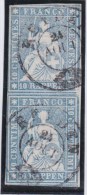 Heimat LU REIDEN 185?-08-24 Auf Senkrechtem Paar Zu#23Cb Strubel 10Rp. Blau - Used Stamps