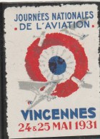 VIGNETTE JOURNEES NATIONALES DE L AVIATION VINCENNES 1931              TDA43 - Aviación