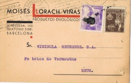 15940. Tarjeta Comercial Privada BARCELONA 1940. Recargo Exposicion - Barcelone