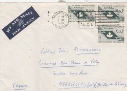 Canada Lettre Avion De Montréal 1965 Pour Marseille France - Covers & Documents