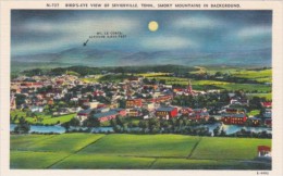 Tennessee BIrds Eye View Of Sevierville At Night With Great Smoky Mountains In Background Curteich - Smokey Mountains