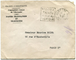 OCEANIE LETTRE AVEC ENTETE "FRANCE COMBATTANTE ETABLISSEMENTS FRANCAIS DE L'OCEANIE...." OBLITERATION PAPEETE 4-6-47 - Briefe U. Dokumente