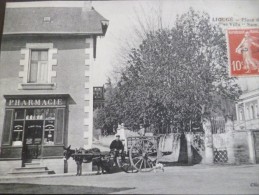 CPA Vienne  Ligugé Place De La Gare Et Villa Saint Martino Pharmacie Attelage - Otros & Sin Clasificación