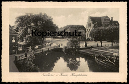 ALTE POSTKARTE NORDHORN IN HANNOVER HAUPTSTRASSE VECHTE BOOT Passepartout Cpa Postcard AK Ansichtskarte - Nordhorn