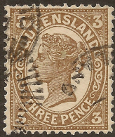 QUEENSLAND 1907 3d Pale Brown QV SG 291 U #QY171 - Usati