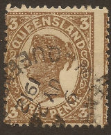 QUEENSLAND 1907 3d Pale Brown QV SG 291 U #QY168 - Oblitérés