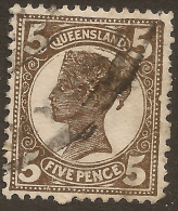 QUEENSLAND 1907 5d Sepia QV SG 295a U #QY175 - Used Stamps