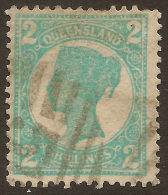 QUEENSLAND 1907 2/- Turquoise QV SG 300 U #QY178 - Used Stamps