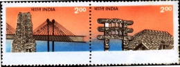BRIDGES-ARCHITECTURE-BUDDHISM-TEMPLES-ERROR-DRY PRINT-RARE-INDIA-MNH-B6-686 - Varietà & Curiosità