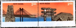 BRIDGES-ARCHITECTURE-BUDDHISM-TEMPLES-ERROR-DRY PRINT-RARE-INDIA-MNH-B6-686 - Variétés Et Curiosités