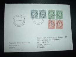 LETTRE Pour La FRANCE TP 20 X2 + TP 15 X2 + TP 10 X2 OBL.23.1.1969 OSLO - Lettres & Documents