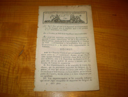 Bulletin Des Lois An VIII : Militaria : Mise à Disposition Du Gouvernement De Tous Les Français De 20 Ans , Armée. - Décrets & Lois