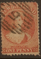 NZ 1862 1d Orange FFQ SG 112 U #QV32 - Used Stamps