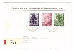 FL - Vaduz 10.9.1957  R-Brief  FDC Nach Bern Mit #301-303 - Covers & Documents