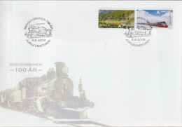 Norway FDC Mi 1680-1681 Bergensbanen Special Cancellation Jubilee 2009 Oslo-Honefoss - Honefoss - Al-Voss - Voss-Bergen - Cartas & Documentos