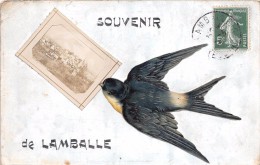 ¤¤  -   LAMBALLE    -  Carte Fantaisie Avec Découpi  -  Souvenir De .....   -  Oiseau , Hirondelle     -  ¤¤ - Lamballe