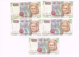 BILLET DE 1000 LIRE  X 5 - Italy - Italia - Sonstige & Ohne Zuordnung