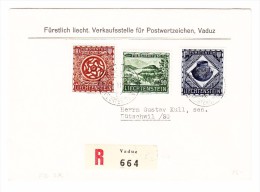 FL - Vaduz 12.11.1953 FDC R-Brief Mit #263-265 Prähistorische Funde - Covers & Documents