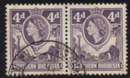 Northern Rhodesia - 1953 QEII 4d Pair (o) # SG 66 - Nordrhodesien (...-1963)