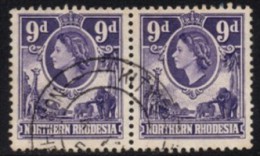 Northern Rhodesia - 1953 QEII 9d Pair (o) # SG 69 - Rodesia Del Norte (...-1963)
