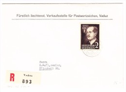 FL -  Vaduz 20.5.1955 Mit  #276 Auf R-Brief Nach Bütschwil SG - Covers & Documents