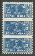 South Africa 1942 3d Triplet SG101 - MLH - Unused Stamps