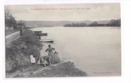 Cpa Le Manoir Sur Seine   ( Eure) -  Paysage Animé Au Bord De La Seine - Le Manoir