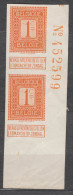 Belgium 1912 Mi#89 Imperforated Vertical Pair With Sheet Number, Mint Hinged - 1912 Pellens