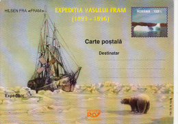 33259- FRAM, SHIP ANTARCTIC EXPEDITION, POLAR BEAR, POSTCARD STATIONERY 2001, ROMANIA - Expediciones Antárticas