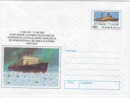 33260- ARKTIKA NUCLEAR ICEBREAKER, COVER STATIONERY 1997, ROMANIA - Navires & Brise-glace