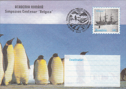 33321- BELGICA ANTARCTIC EXPEDITION CENTENARY, SHIP, PENGUINS, COVER STATIONERY, 1998, ROMANIA - Antarctische Expedities