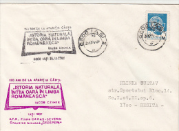33354- "NATURAL HISTORY FIRST TIME IN ROMANIAN" BOOK ANNIVERSARY, SPECIAL COVER, 1987, ROMANIA - Lettres & Documents