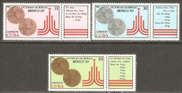 1980 Mi# 2515-2517 Zf ** MNH - Summer Olympics, Moscow '80 / Medals - Neufs