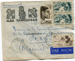 OCEANIE LETTRE DEPART TAIOHAE 17-12-1955 ILE NUKU HIVA POUR L'ALGERIE - Covers & Documents