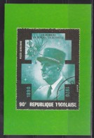 = Reprise Timbre Togo Général De Gaulle Sur Carte Postale Neuve Anniversaire De Sa Mort 1970 - De Gaulle (Général)