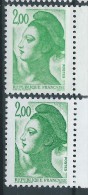 [12] Variété : N° 2484 Type Liberté Vert-jaune Au Lieu De Vert + Normal ** - Ongebruikt