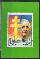 = Reprise Timbre République De Haute Volta Général De Gaulle Sur Carte Postale Neuve Portrait Et Croix De Lorraine - De Gaulle (Général)